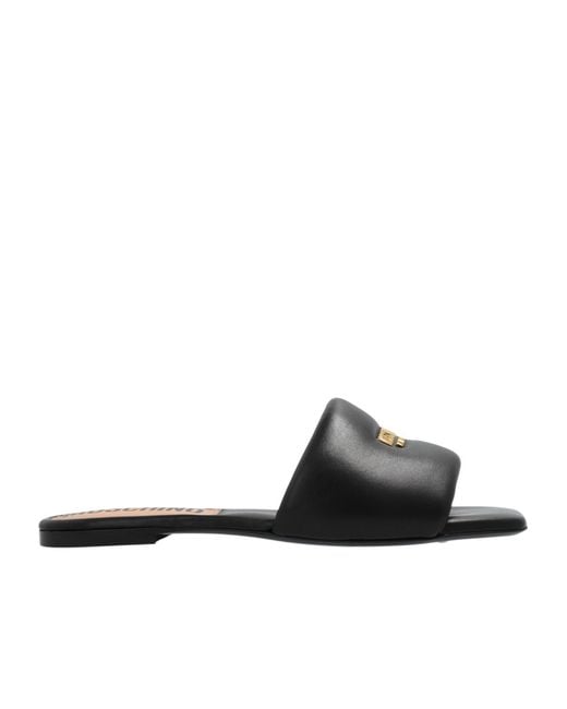 Moschino White Logo-Plaque Padded Slip-On Sandals