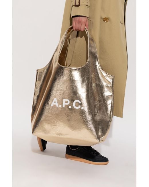 A.P.C. Natural Ninon Logo Printed Shopper Bag