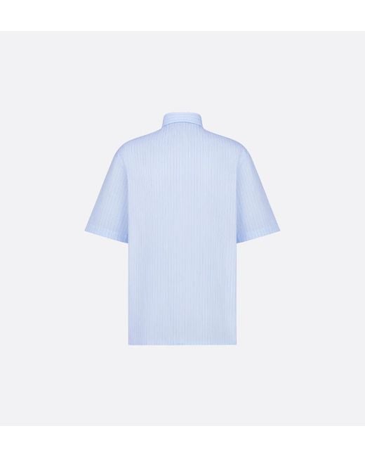 Dior Blue Short-Sleeved Shirt With Ling Embroidery for men