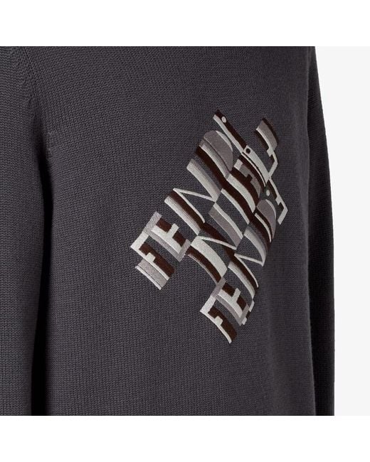 Fendi Gray Wool Jumper for men