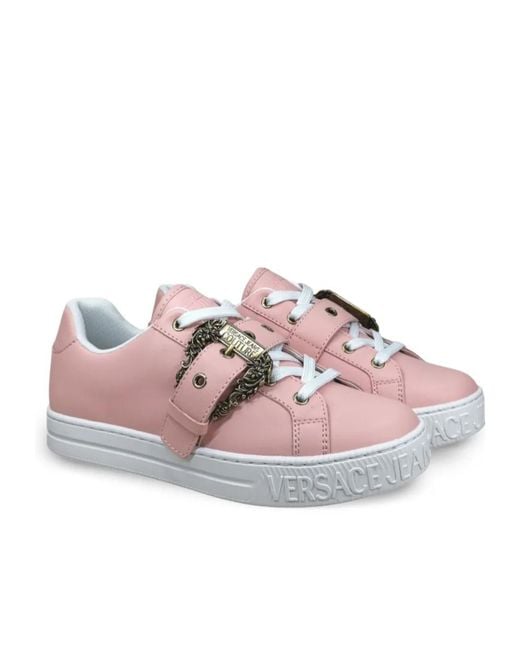 Versace Jeans Pink Baroque-Buckle Sneakers