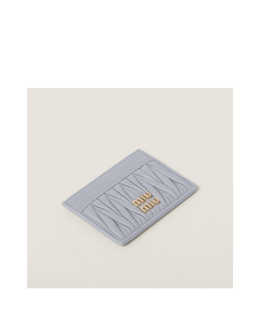 Miu Miu Gray Matelassé Nappa Leather Card Holder