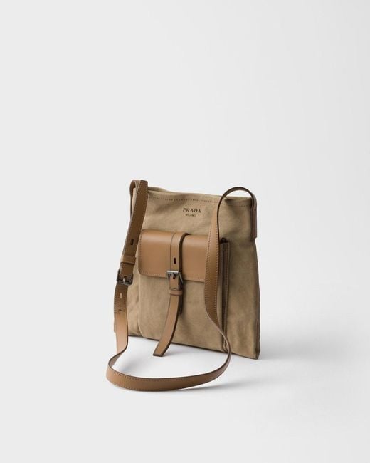 Prada Natural Route Canvas And Leather Shoulder Bag for men
