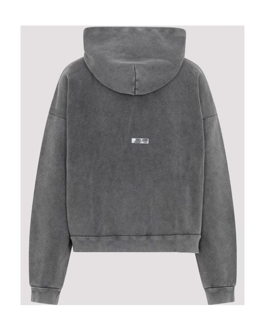 Acne Gray Logo Patch Drawstring Hoodie for men