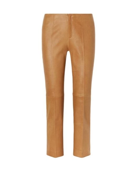 Stouls Brown Leather Slim-Fit Pants
