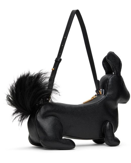 Thom Browne Black Squirrel-Motif Zipped Shoulder Bag