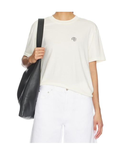 Anine Bing White Logo-Print T-Shirt