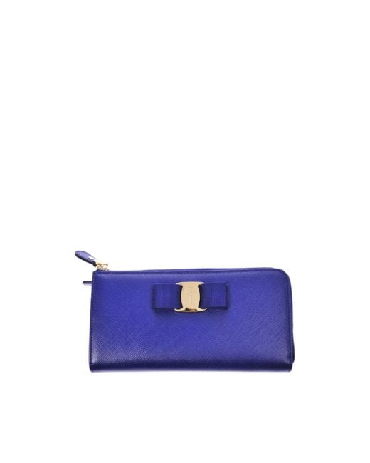 Ferragamo Blue Bow Details Logo Wallet