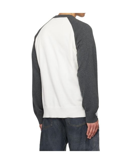 we11done Gray Teddy Long-Sleeved Knit Sweater for men