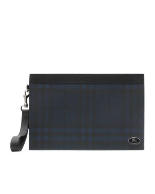 Burberry Black Check Zip Pouch for men