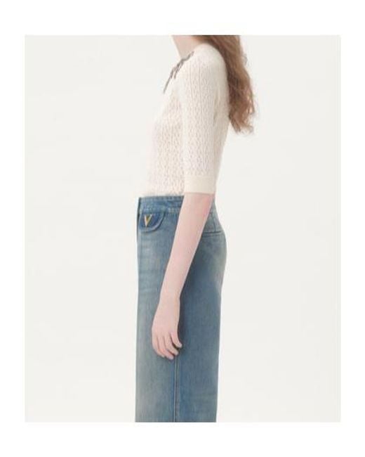 Valentino White Bow Embellished Crewneck Jumper