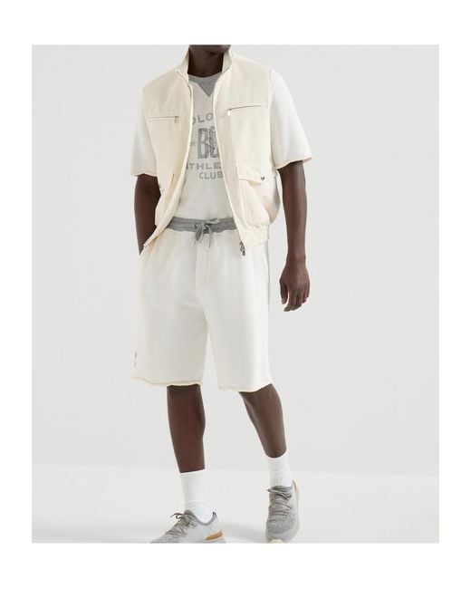 Brunello Cucinelli White Bonded Padded Gilet for men