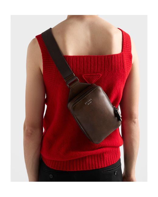 Prada Brown Brique Antiqued Leather Bag for men