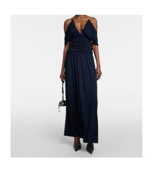 Magda Butrym Blue Off-Shoulder Midi Dress