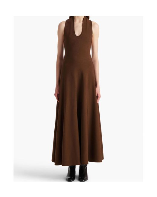 Khaite Brown Halter Neck Dress