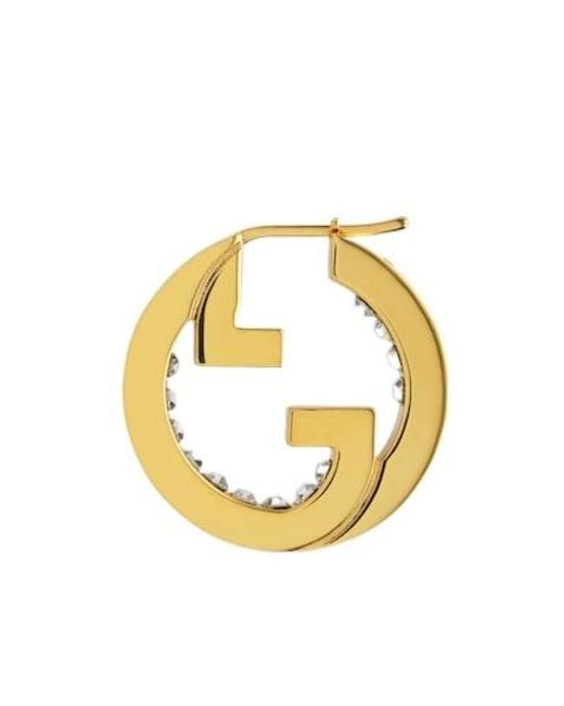 Gucci Metallic Blondie Crystal Hoop Earrings