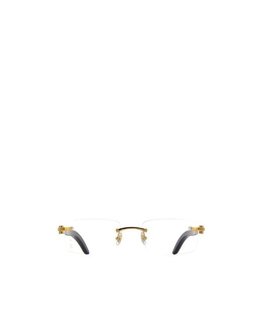 Cartier White Rimless Rectangular Frame Glasses for men