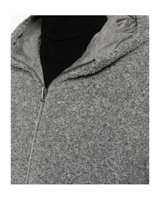 Herno Gray Hooded Bouclé-Effect Coat for men