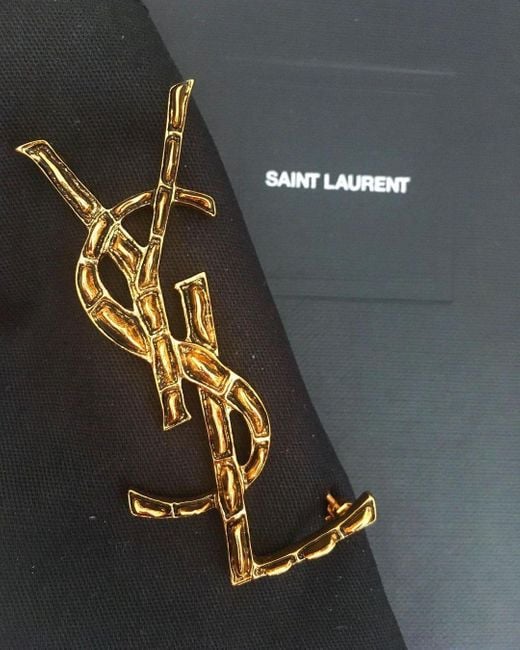 Saint Laurent White Opyum Monogram Brooch