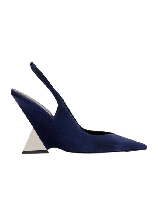 The Attico Blue Cheope 105 Suede Slingback High-Heeled Sandals