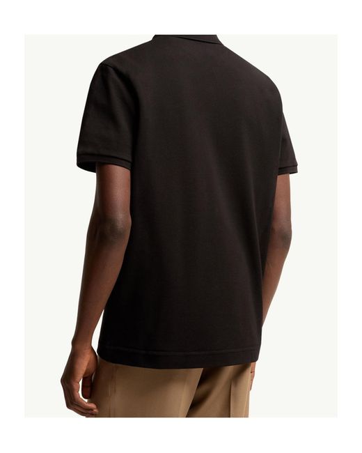 Moncler Black Logo Patch Cotton Piquet Polo Shirt for men