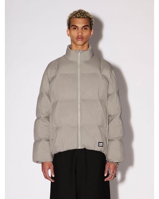 Ambush Gray Logo Patch Puffer Jacket for men