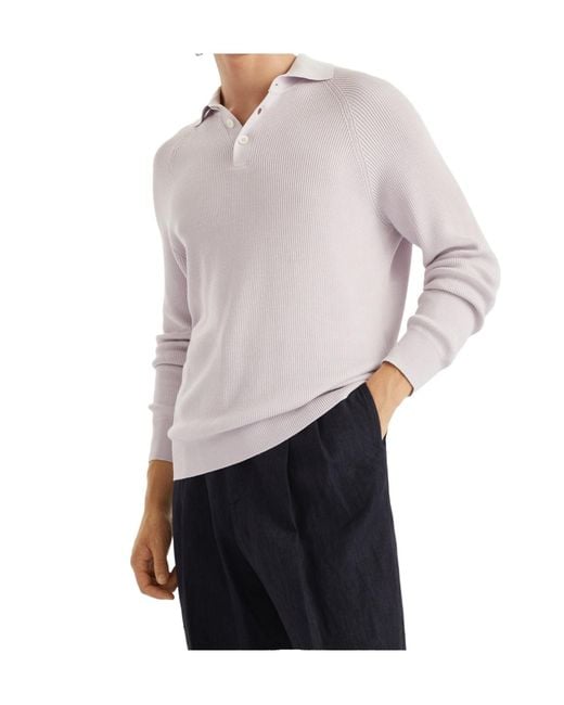 Brunello Cucinelli Multicolor Ribbed-Knit Polo Shirt for men