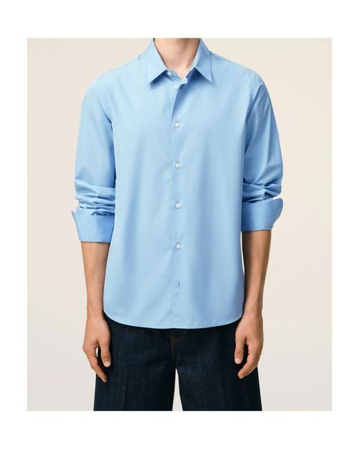 AMI Blue Ami Poplin Tailor Shirt for men