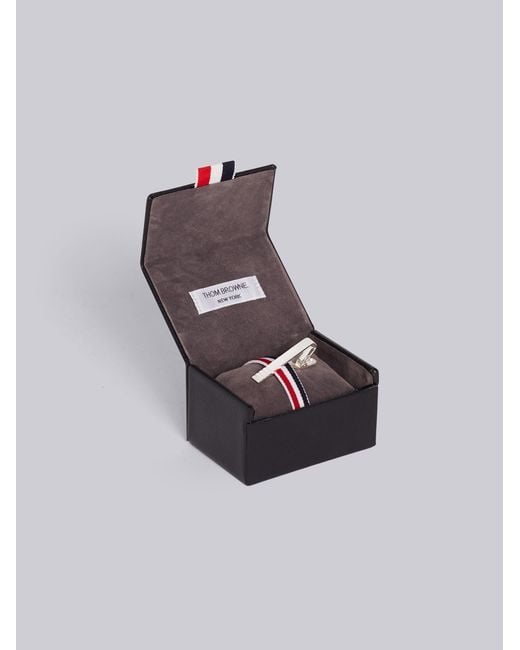 Thom Browne White 4-Bar Polished Long Tie Bar for men