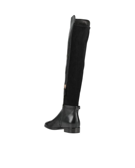 Tory Burch Black Solid Color Round Toe Long Boots