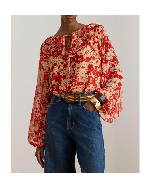 Ralph Lauren Red Long Sleeve Blouse