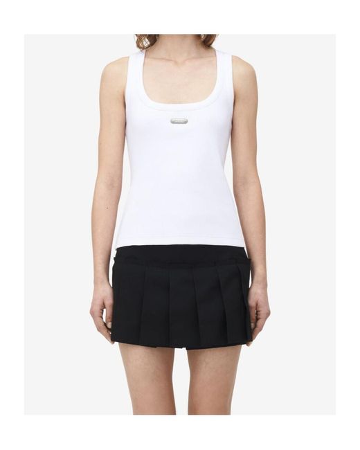 McQueen White Placket Ribbed Tank Top