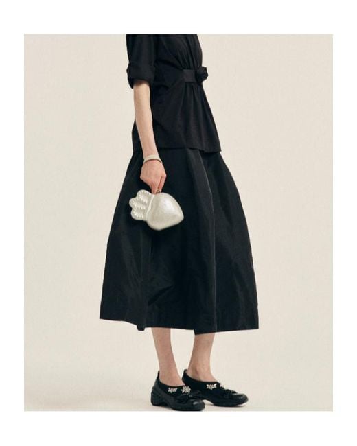 Simone Rocha Black Taffeta Circle Midi Skirt