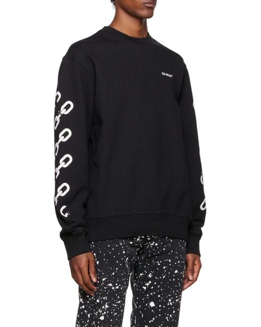 Off-White c/o Virgil Abloh Black Chain Arrow Logo Printed Crewneck Sweatshirt for men