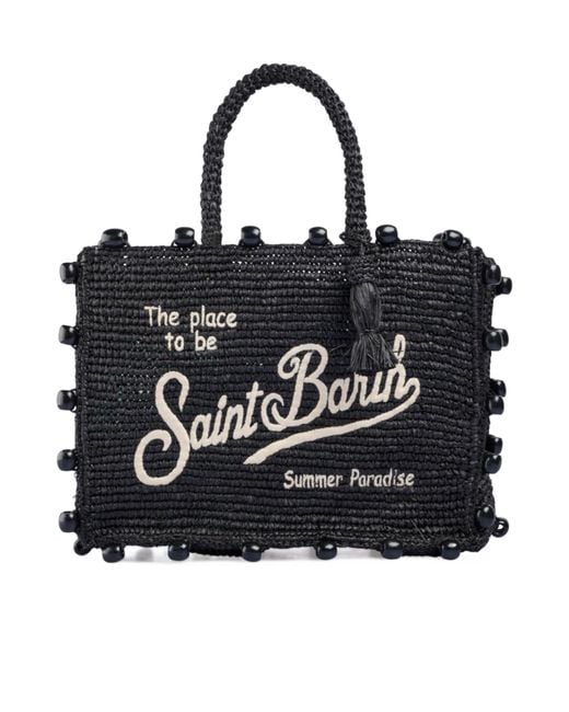 Mc2 Saint Barth Black Colette Bead-Embellished Shoulder Bag