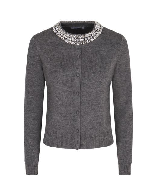Veronica Beard Gray Daro Embellished Cardigan