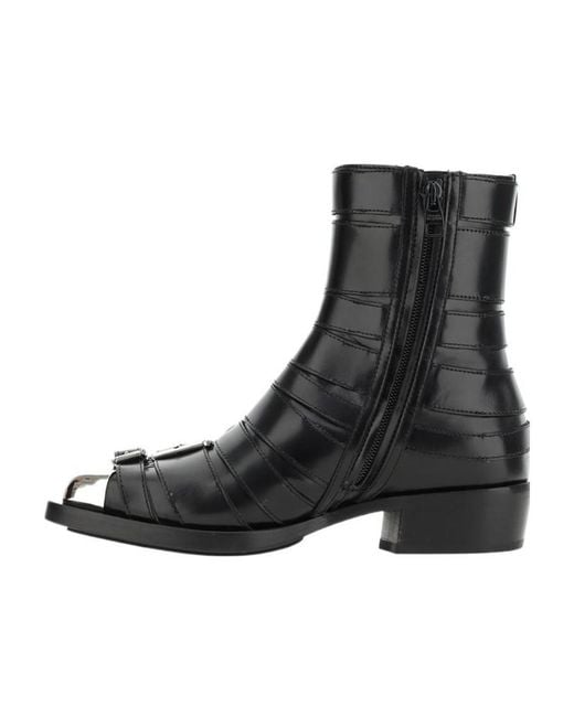 McQueen Black Buckle Detailed Ankle Boots