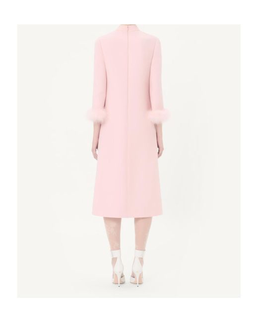Valentino Pink Crepe Couture Dress With Feathers