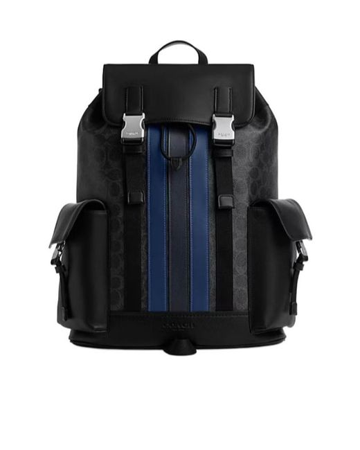 COACH Blue Striped Pattern Backpack for men