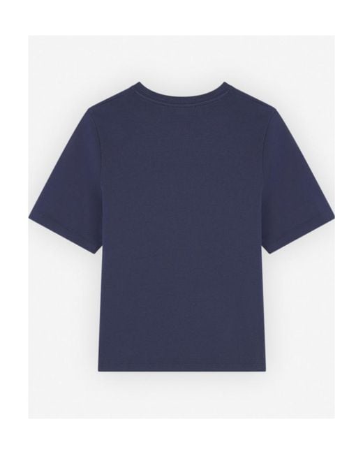 Maison Kitsuné Blue Maison Kitsuné Fox Embroidered Crewneck T-Shirt