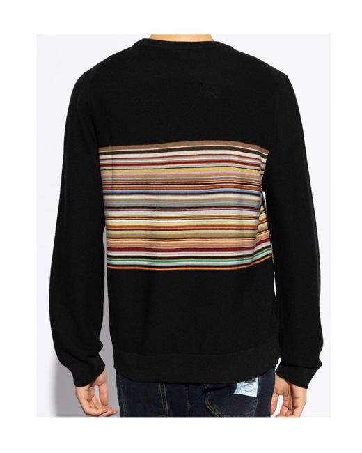 Paul Smith Black Striped Crewneck Knit Jumper for men