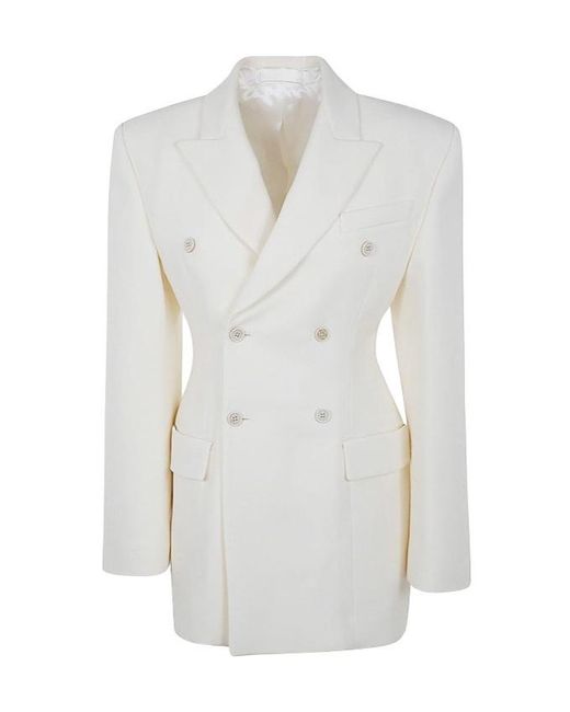 Wardrobe NYC White Double-Breasted Blazer
