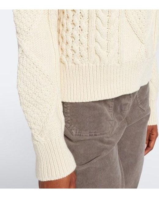 Nili Lotan White Kimmy Cable-Knit Cotton And Cashmere Sweater
