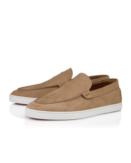 Christian Louboutin Brown Moonboat Embossed-Logo Loafers for men