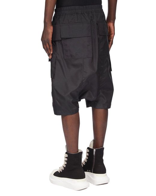 Rick Owens Black Drawstring Cargo Shorts for men