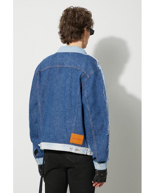 Heron Preston Blue Patchwork Denim Jacket for men