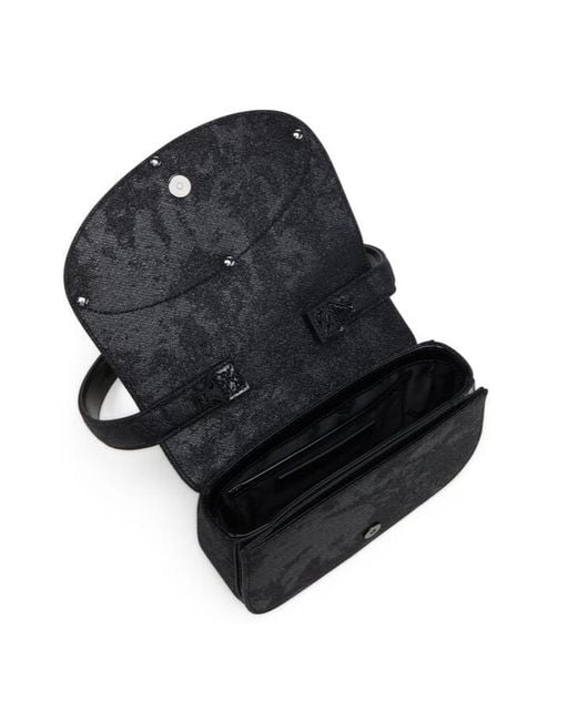 DIESEL Black 1Dr Logo Plaque Glittered Shoulder Bag