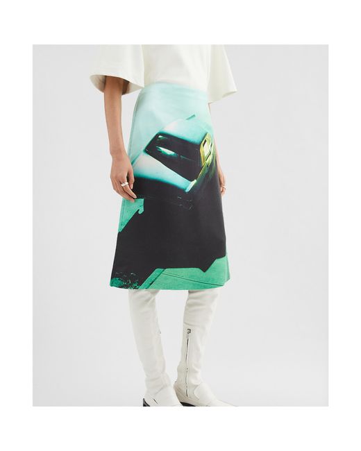 Jil Sander Green Printed Skirt
