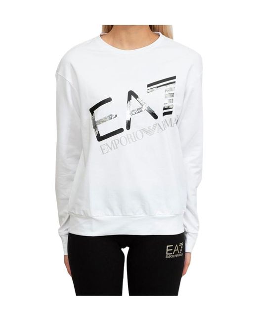 EA7 White Logo Pattern Sweater