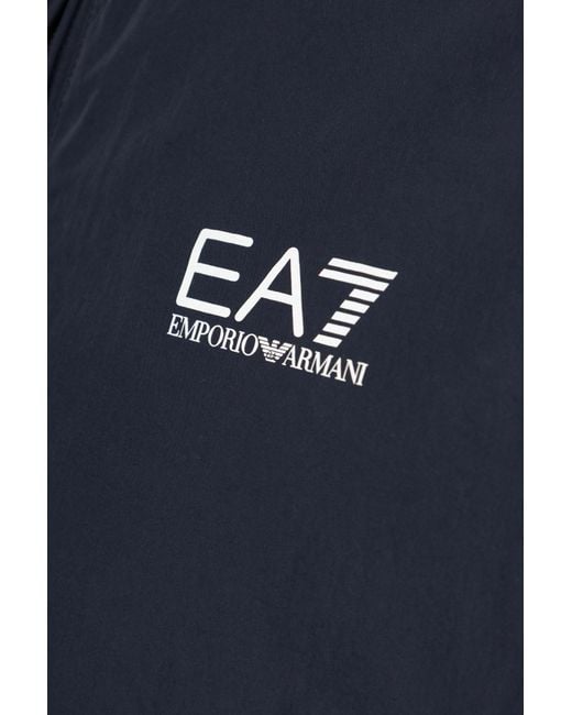 EA7 Blue Logo-Printed Zipped Jacket for men